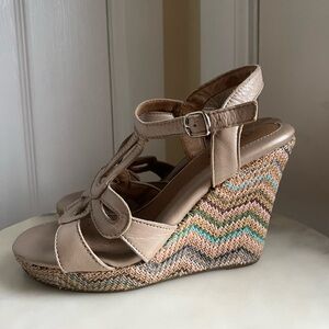 Eurosoft Sofft Paulette Beige Slingback Platform Wedge Sandal